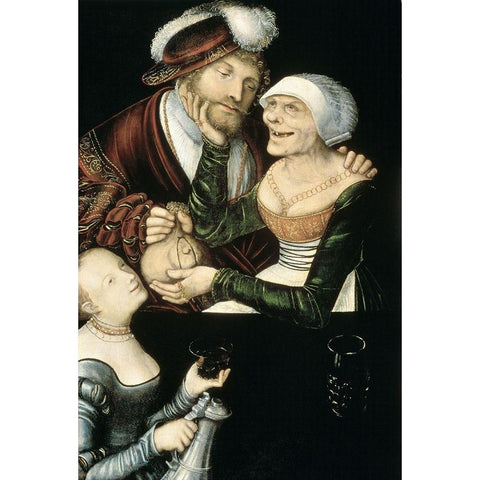 A Procuress White Modern Wood Framed Art Print by Cranach, Lucas