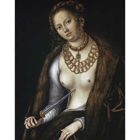 Lucretia Black Modern Wood Framed Art Print with Double Matting by Cranach, Lucas