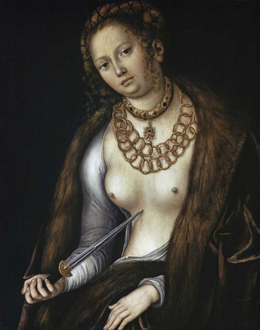 Lucretia White Modern Wood Framed Art Print with Double Matting by Cranach, Lucas