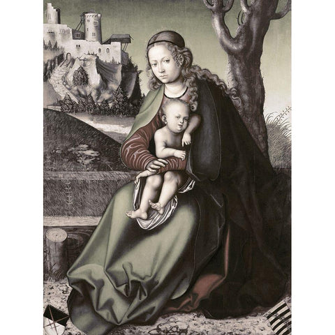 Madonna and Child White Modern Wood Framed Art Print by Cranach, Lucas