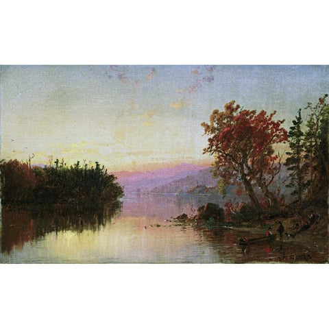 Greenwood Lake at Twilight Black Modern Wood Framed Art Print by Cropsey, Jasper Francis