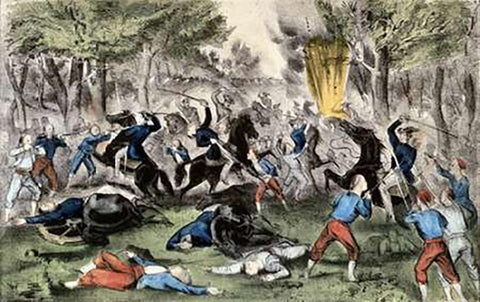 Battle of Bull Run, Va., July 21St, 1861 White Modern Wood Framed Art Print with Double Matting by Ives, Currier and