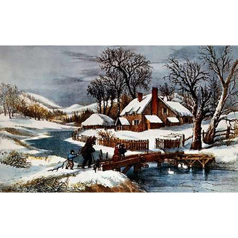 Ingleside Winter White Modern Wood Framed Art Print by Ives, Currier and