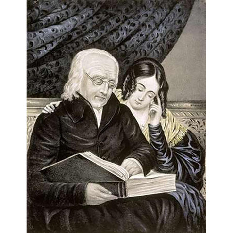 Search The Scriptures Black Modern Wood Framed Art Print with Double Matting by Ives, Currier and