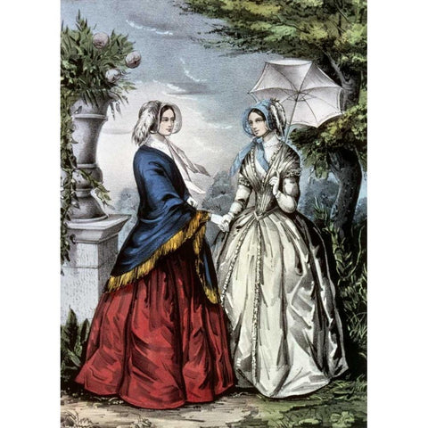 Sisters White Modern Wood Framed Art Print by Currier and Ives