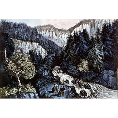 Source of The Hudson In Indian Pass Adirondacks White Modern Wood Framed Art Print by Ives, Currier and