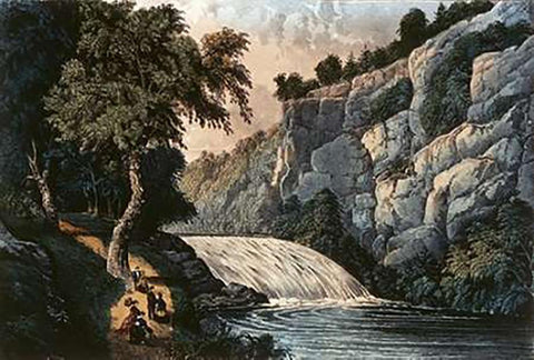 Tallulah Falls - Georgia Black Ornate Wood Framed Art Print with Double Matting by Ives, Currier and