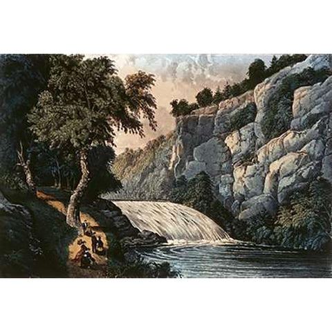 Tallulah Falls - Georgia White Modern Wood Framed Art Print by Ives, Currier and