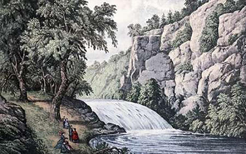 Tallulah Falls, Georgia White Modern Wood Framed Art Print with Double Matting by Ives, Currier and