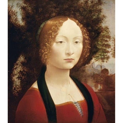 Ginevra DeBenci Black Modern Wood Framed Art Print with Double Matting by Da Vinci, Leonardo