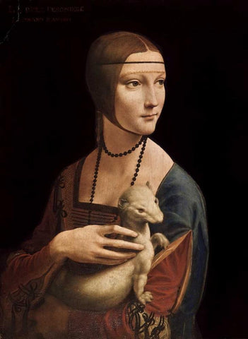 Portrait of Cecilia Gallerani - Lady with an Ermine White Modern Wood Framed Art Print with Double Matting by Da Vinci, Leonardo