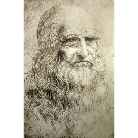 Self-Portrait c1515 White Modern Wood Framed Art Print by Da Vinci, Leonardo