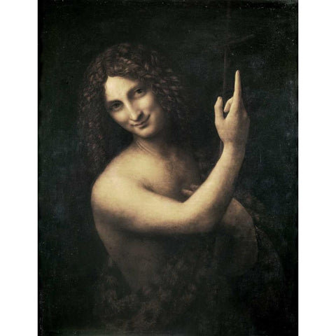 St John the Baptist White Modern Wood Framed Art Print by Da Vinci, Leonardo