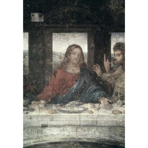 The Last Supper - Detail, Center Black Modern Wood Framed Art Print by Da Vinci, Leonardo