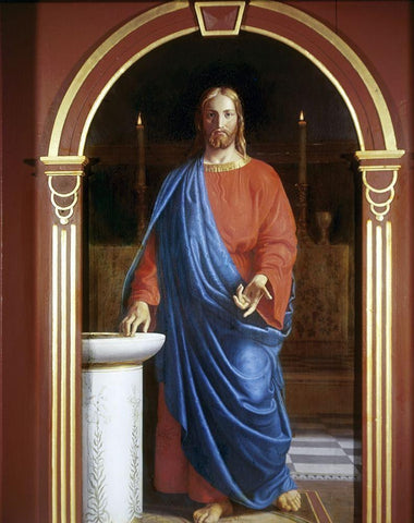 Jesus As High Priest White Modern Wood Framed Art Print with Double Matting by Dalsgaard, Christen