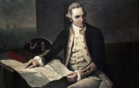 Captain James Cook White Modern Wood Framed Art Print with Double Matting by Dance-Holland, Nathaniel