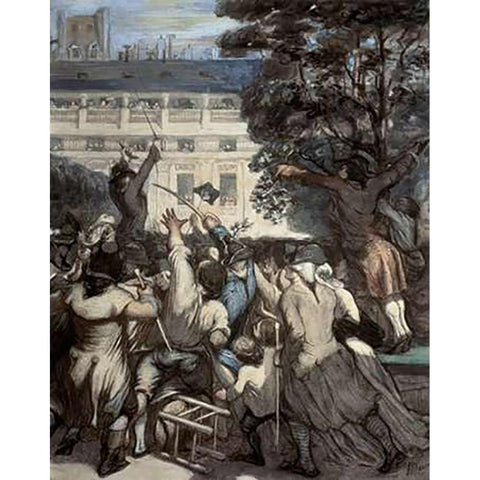 Camille Moulin at The Royal Palace Gold Ornate Wood Framed Art Print with Double Matting by Daumier, Honore