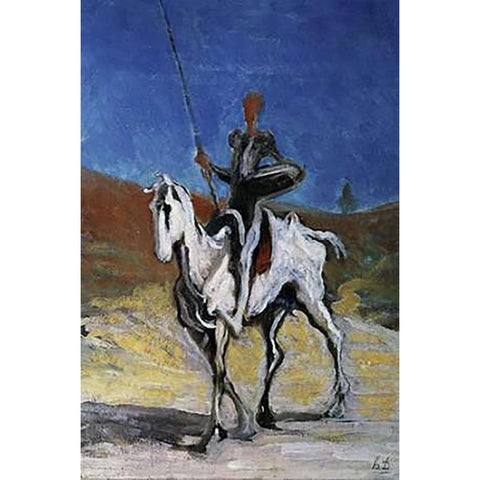 Don Quixote White Modern Wood Framed Art Print by Daumier, Honore