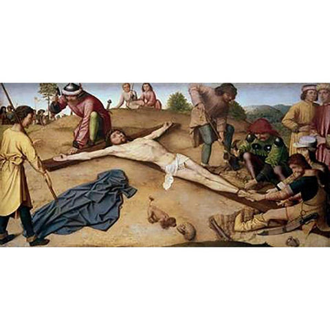 Museumist Nailed To The Cross White Modern Wood Framed Art Print by David, Jacques-Louis