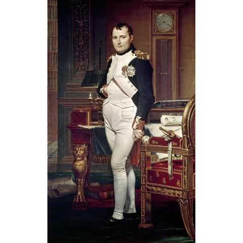 Napoleon In His Study White Modern Wood Framed Art Print by David, Jacques-Louis