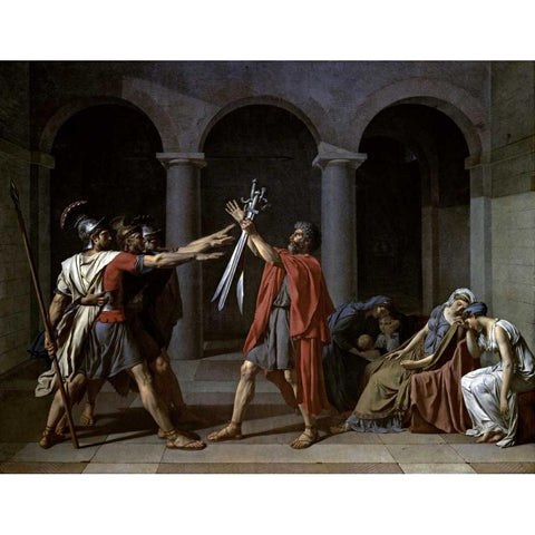 Oath of The Horatii Gold Ornate Wood Framed Art Print with Double Matting by David, Jacques-Louis