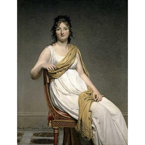 Portrait De Madame Verninac Black Modern Wood Framed Art Print with Double Matting by David, Jacques-Louis