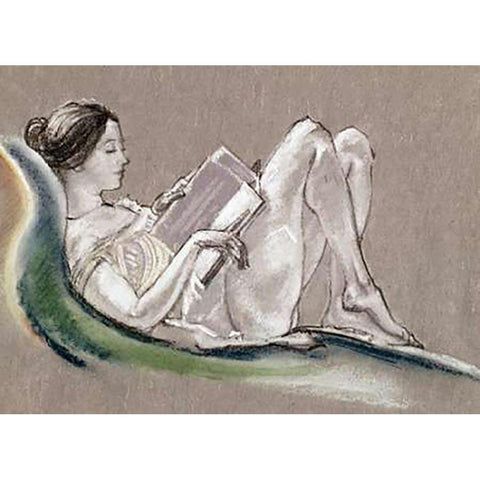 Reclining Woman White Modern Wood Framed Art Print by Davies, Arthur Bowen