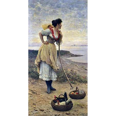 Daydreaming White Modern Wood Framed Art Print by De Blaas, Eugene