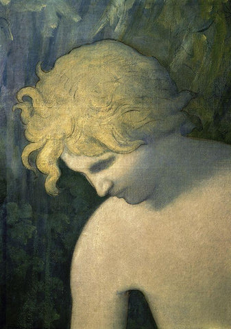 The Imagination (Detail) I White Modern Wood Framed Art Print with Double Matting by de Chavannes, Pierre Puvis