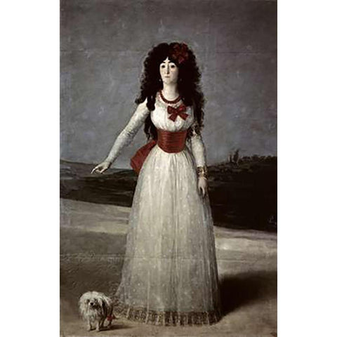 13th Duchess of Alba Gold Ornate Wood Framed Art Print with Double Matting by Goya, Francisco De