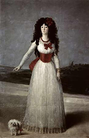 13th Duchess of Alba White Modern Wood Framed Art Print with Double Matting by Goya, Francisco De