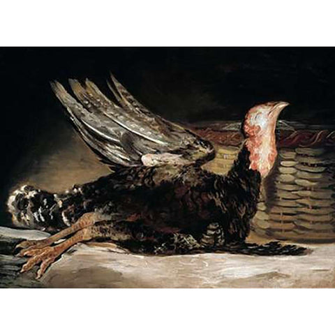 Dead Turkey White Modern Wood Framed Art Print by Goya, Francisco De