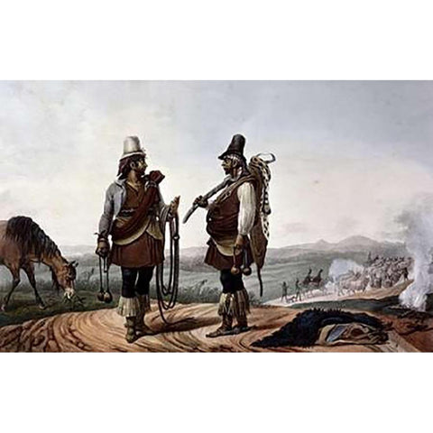 Gauchos, Brazil Gold Ornate Wood Framed Art Print with Double Matting by Debret, Jean Baptiste