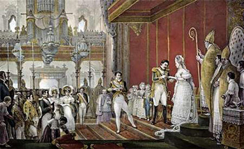 Marriage of Emperor Pedro I To Princess Amelie De Leuchtenberg Black Ornate Wood Framed Art Print with Double Matting by Debret, Jean Baptiste