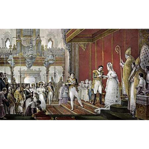 Marriage of Emperor Pedro I To Princess Amelie De Leuchtenberg White Modern Wood Framed Art Print by Debret, Jean Baptiste