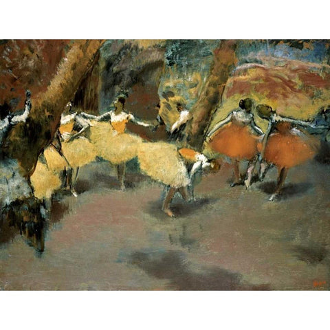 Before the Performance Black Modern Wood Framed Art Print with Double Matting by Degas, Edgar