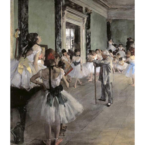 Dance Class Gold Ornate Wood Framed Art Print with Double Matting by Degas, Edgar