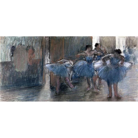 Dancers White Modern Wood Framed Art Print by Degas, Edgar