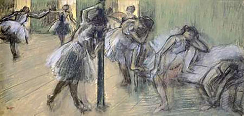 Dancers in Rehearsal (II) White Modern Wood Framed Art Print with Double Matting by Degas, Edgar