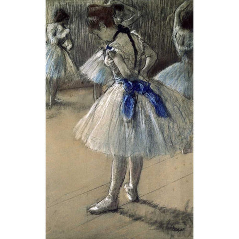 Danseuse, Dancer, Pastel/Char/Chalk Gold Ornate Wood Framed Art Print with Double Matting by Degas, Edgar