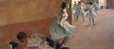 Danseuses montant un escalier, 1886-1890 Black Ornate Wood Framed Art Print with Double Matting by Degas, Edgar