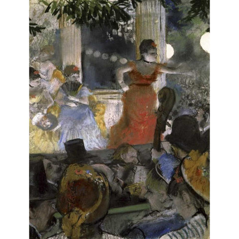 Le Cafe Concert Des Ambassadeurs Gold Ornate Wood Framed Art Print with Double Matting by Degas, Edgar