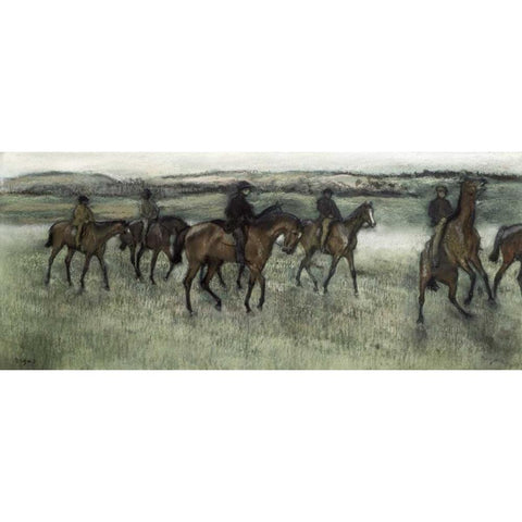 Race Horses White Modern Wood Framed Art Print by Degas, Edgar