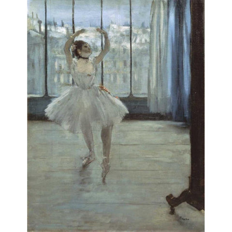 The Dancer at the Studio Black Modern Wood Framed Art Print with Double Matting by Degas, Edgar