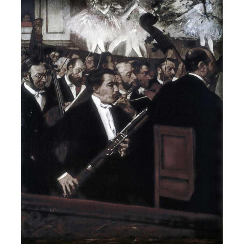 The Orchestra of the Opera Gold Ornate Wood Framed Art Print with Double Matting by Degas, Edgar