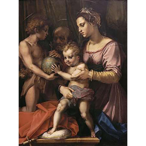 Holy Family White Modern Wood Framed Art Print by Del Sarto, Andrea