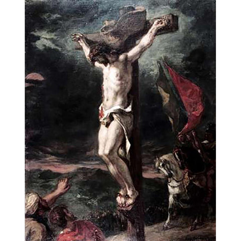 Crucifixion Black Modern Wood Framed Art Print with Double Matting by Delacroix, Eugene