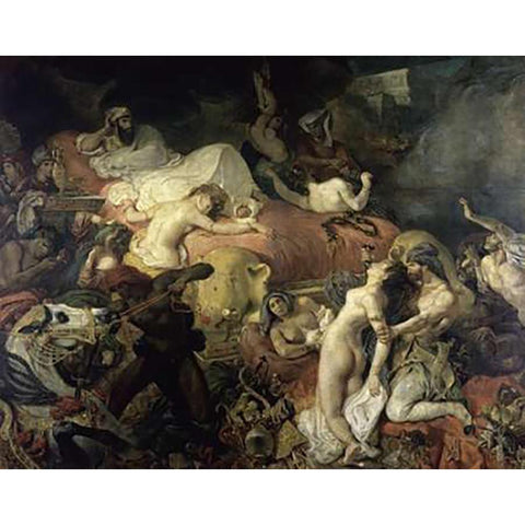 The Death of Sardanapalus White Modern Wood Framed Art Print by Delacroix, Eugene