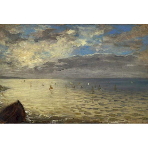 The Dieppe Sea Black Modern Wood Framed Art Print with Double Matting by Delacroix, Eugene