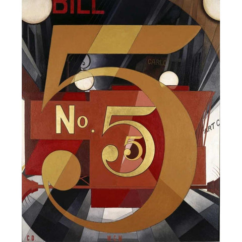 The Figure 5 In Gold Black Modern Wood Framed Art Print with Double Matting by Demuth, Charles